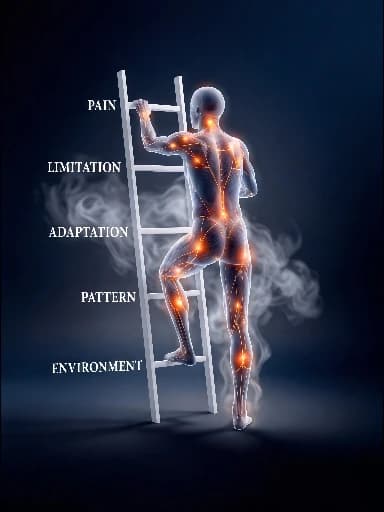 Adaptive Body Ladder artwork showing the progression from chair-bound to supple fitness
